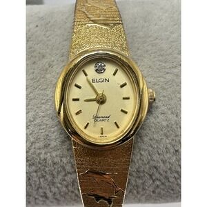 Elgin Diamond EK152-007 New‎ Battery Ladies Watch 16MM 6.25" Vintage M64